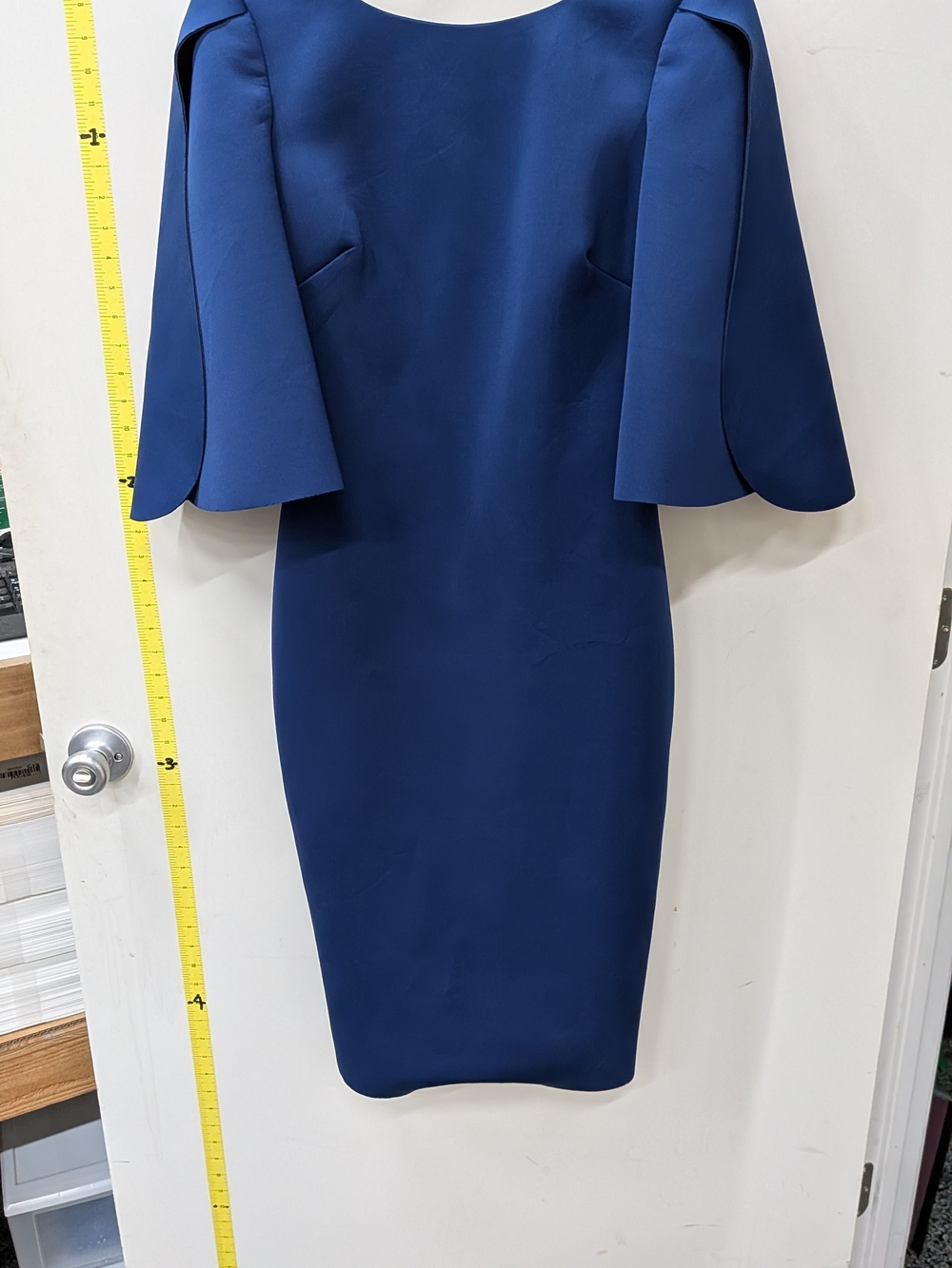 Badgley Mischka  Blue Midi Dress with Cape Sleeves